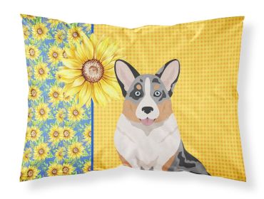 Summer Sunflowers Blue Merle Cardigan Corgi Standard Pillowcase Lightweight Super Soft Easy Care Decorative Artwork Pillowcase, Standard